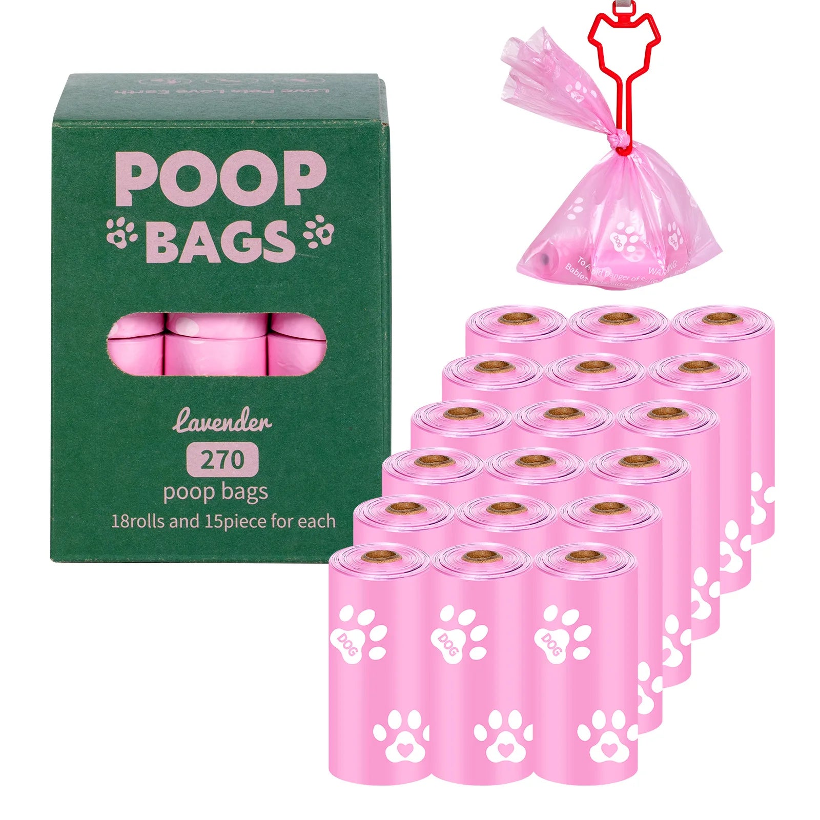 Eco-Friendly Biodegradable Dog Waste Bag Dispenser: 15 Bags per Roll