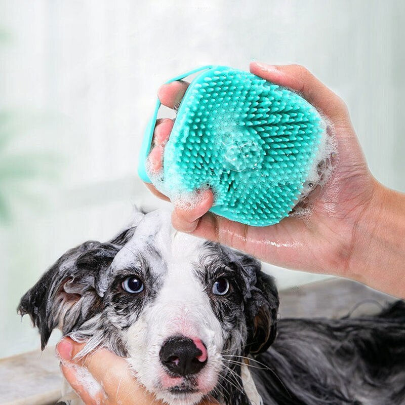 Pet Bathing Brush—an ergonomic silicone massager and grooming tool for dogs and cats