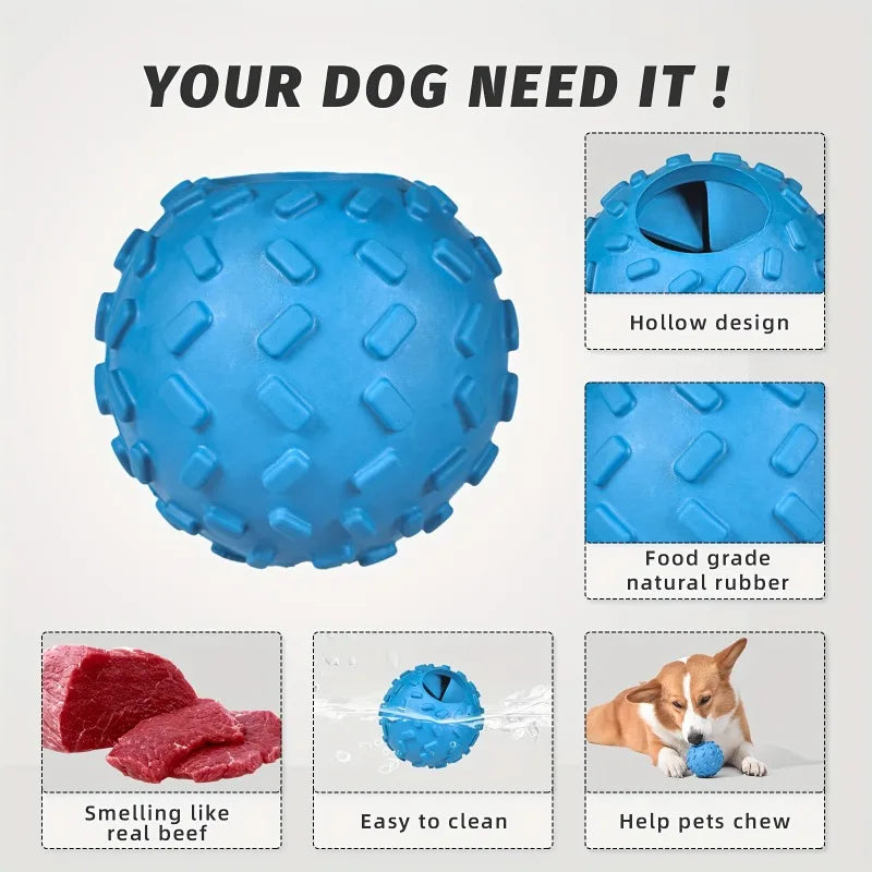 Leak-Proof Rubber Dog Ball Interactive Chew Toy with Food Dispenser