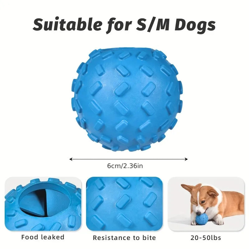 Leak-Proof Rubber Dog Ball Interactive Chew Toy with Food Dispenser