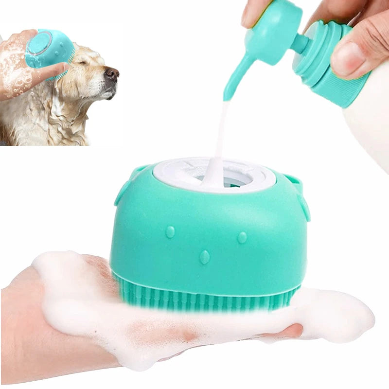 Pet Bathing Brush—an ergonomic silicone massager and grooming tool for dogs and cats