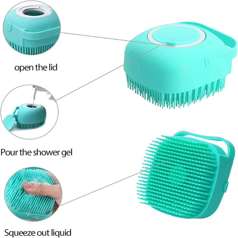 Pet Bathing Brush—an ergonomic silicone massager and grooming tool for dogs and cats